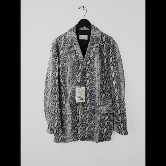 NWT $2450 SECOND LAYER Men's Sz IT 46 US S Snake Python Embossed Leather Jacket